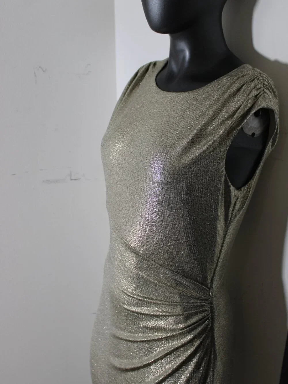 Lauren Ralph Lauren Gold Metallic Ruched Evening Gown Dress - Size 6